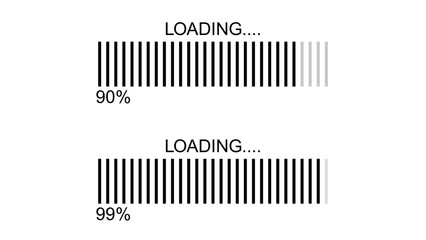 90, 99 Percent Progress loading bar
