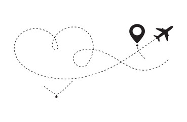 Follow Your Heart A Romantic Getaway Flight Path Illustration