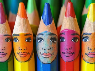 Colorful Portraits Painted on Colored Pencils