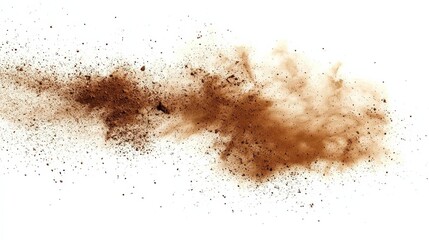 Isolated particles create a unique texture of flying brown dust.