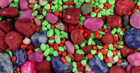 Aromatic decorative stone texture for interiors, in vibrant colors with a detailed close-up view