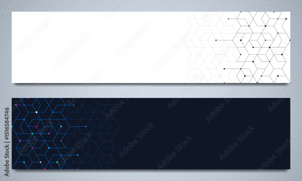 Poster Abstract geometric background with hexagons shape pattern for banner or website header template