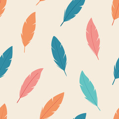 Obraz premium seamless feathers pattern hand drawn feathers 