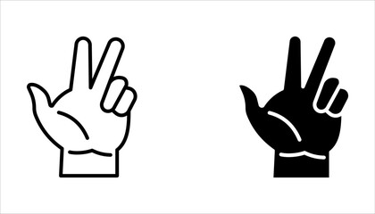 Obraz premium Set of hand gestures linear icons, vector illustration on white background.