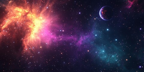 Galactic Nebula and Planet