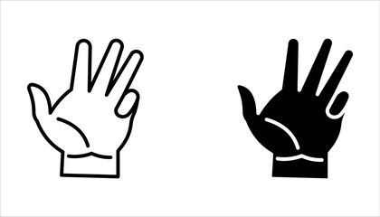 Set of hand gestures linear icons, vector illustration on white background.