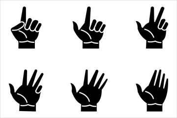 Set of hand gestures linear icons, vector illustration on white background.