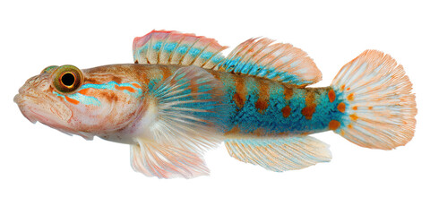 Fototapeta premium Vibrant Orange and Turquoise Goby Fish Stunning Underwater Photography