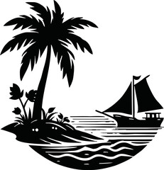 Silhouette of summer logo vector isolated on white background