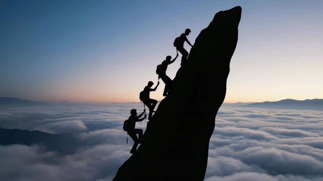 people together summit top goal nature teamwork hike climb lifestyle video