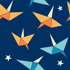 seamless origami paper fold pattern   cranes  star