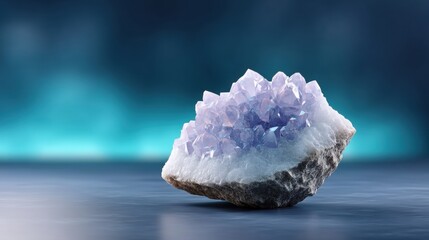 Luminous Crystal Formation on Soft Matte Surface with Neon Blue Accents