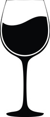Wine Glass Silhouette Vector | Stylish Black Vector Art for Beverage Illustration