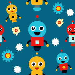 seamless robot pattern   friendly cartoon robots 