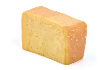 Hard Cheese Block, Isolated on White Background.