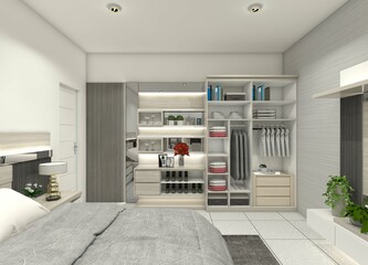 3D design features an open-concept wardrobe and shoe storage cabinet, perfect for bedrooms and walk-in closets