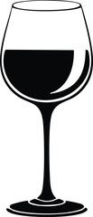 Wine Glass Silhouette Vector | Stylish Black Vector Art for Beverage Illustration