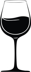 Wine Glass Silhouette Vector | Stylish Black Vector Art for Beverage Illustration