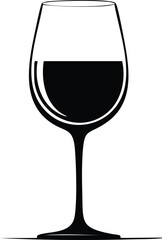 Wine Glass Silhouette Vector | Stylish Black Vector Art for Beverage Illustration