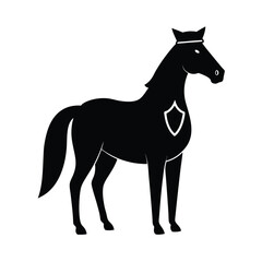Elegant Horse Silhouette with Shield and Headband Design