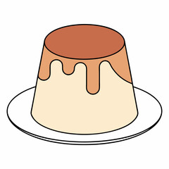 Smooth Pudding on Plate Caramel Flan Dessert Icon Vector.