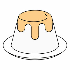 Smooth Pudding on Plate Caramel Flan Dessert Icon Vector.
