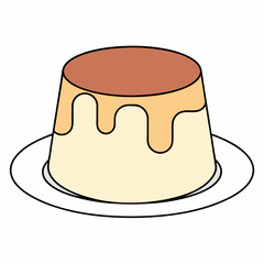 Smooth Pudding on Plate Caramel Flan Dessert Icon Vector.