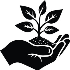 Plant on hand vector illustration isolated on a white background