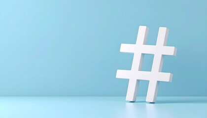 Obraz premium 3D hashtag symbol in front of a blue background.
