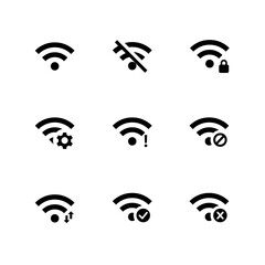 Set of wifi symbols connectivity and signal strength indicators