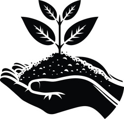 Plant on hand vector illustration isolated on a white background