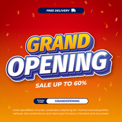 Fototapeta premium Grand Opening day Sale discount deals Dynamic mix Orange Red gradient Editable text effect Confetti Promotion Shopping banner