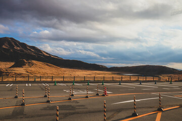 Mount aso (aso san), the largest active volcano in japan stands in aso kuju national park