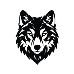 Abstract Wolf Head Silhouette - Bold Black Vector Animal Design