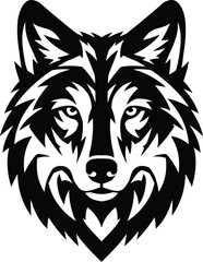 Abstract Wolf Head Silhouette - Bold Black Vector Animal Design