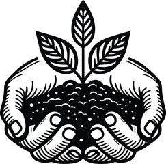 Plant on hand vector illustration isolated on a white background