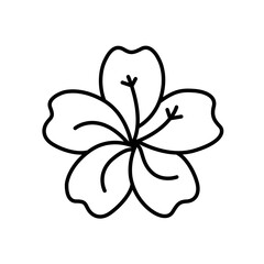 Hibiscus syriacus. Flower icon vector. Monochrome.