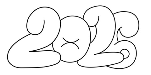 2026 new year number in doodle. Year of fire horse illustration for decoration design mail posts postcards poster print invitation background backdrop wrapping wallpaper banner textile