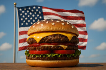 Patriotic Double Cheeseburger with Star Bun