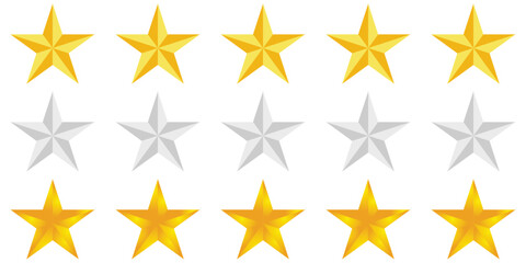 Five Star Review Icons Set – Premium Quality Flat Vectors for UX, Feedback & Product Ratings