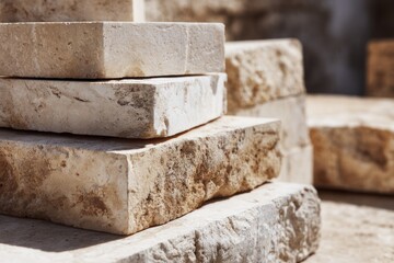 Textured Stone Blocks Stacked for Construction and Design Use