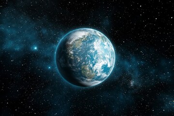 Fototapeta premium Pixel Earth in a Cosmic Scene