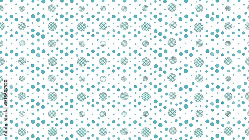 Poster Abstract Teal Circle Pattern Background Featuring Varied Sized Circles with Intricate Inner Designs on White