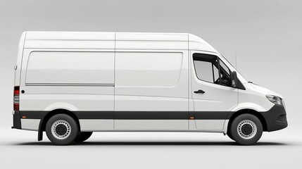 White Van Mockup Side View, Delivery Vehicle, Transportation, 3D Render, Commercial Vehicle Delivery Van, Mockup