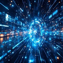Fototapeta premium Digital Data Stream: A Journey Through Cyberspace