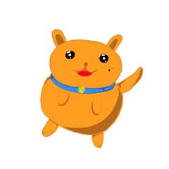 A cute, chubby orange cat resting peacefully..