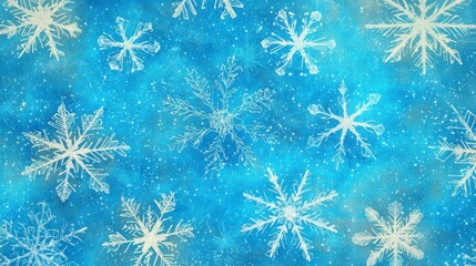 Winter Wonderland Blue Watercolor Snowflakes, Digital Painting, Festive Background, Christmas, Holiday Snowflakes, Watercolor