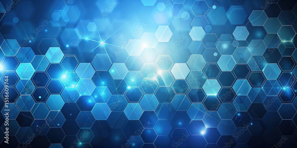 Poster Abstract Hexagon Network Futuristic Technology Background Featuring Illuminated Geometric Shapes and Connections