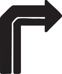 Black vector arrow icon on white, symbolizing the first number seven design