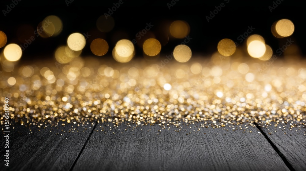 Aufkleber elegant closeup of shimmering golden lights softly blurred against deep charcoal background with vin